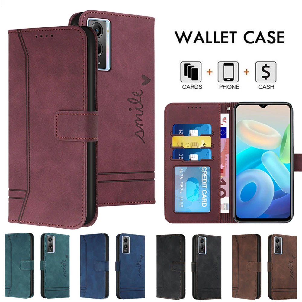 Skin Feel Leather Flip Cover for VIVO Y55S Y53S Y76S Y72 Y52 Y33S Y21S