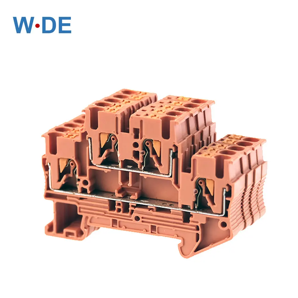 Ruído Trilho Terminal Bloco Pttb2.5 Conector Elétrico Dupla Camada Primavera Fiação Conexão Fio Condutor Laranja 10 Peças