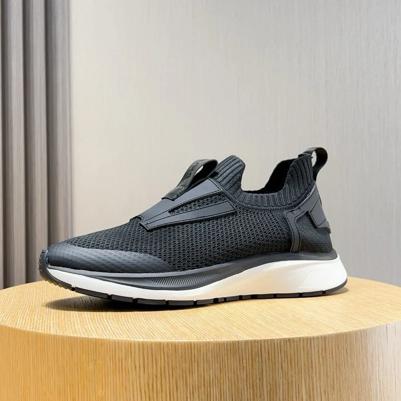 Luxury Men's Mesh Knitted Breathable Sneakers Platform Wear-Resistant Non-Slip Soft Sole Daily Outdoor Sports Shoes Cozy Slip-On 3