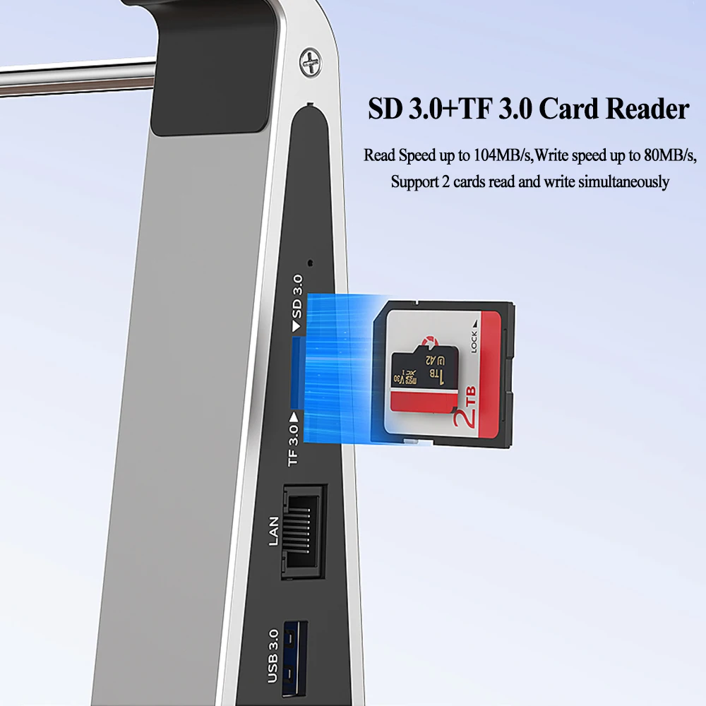 KEBIDUMEI 노트북 브래킷 USB 3.0 허브 7 in 1 USB C 도킹 스테이션 PD 100W 4K 60Hz 기가비트 이더넷 노트북 스탠드 액세서리