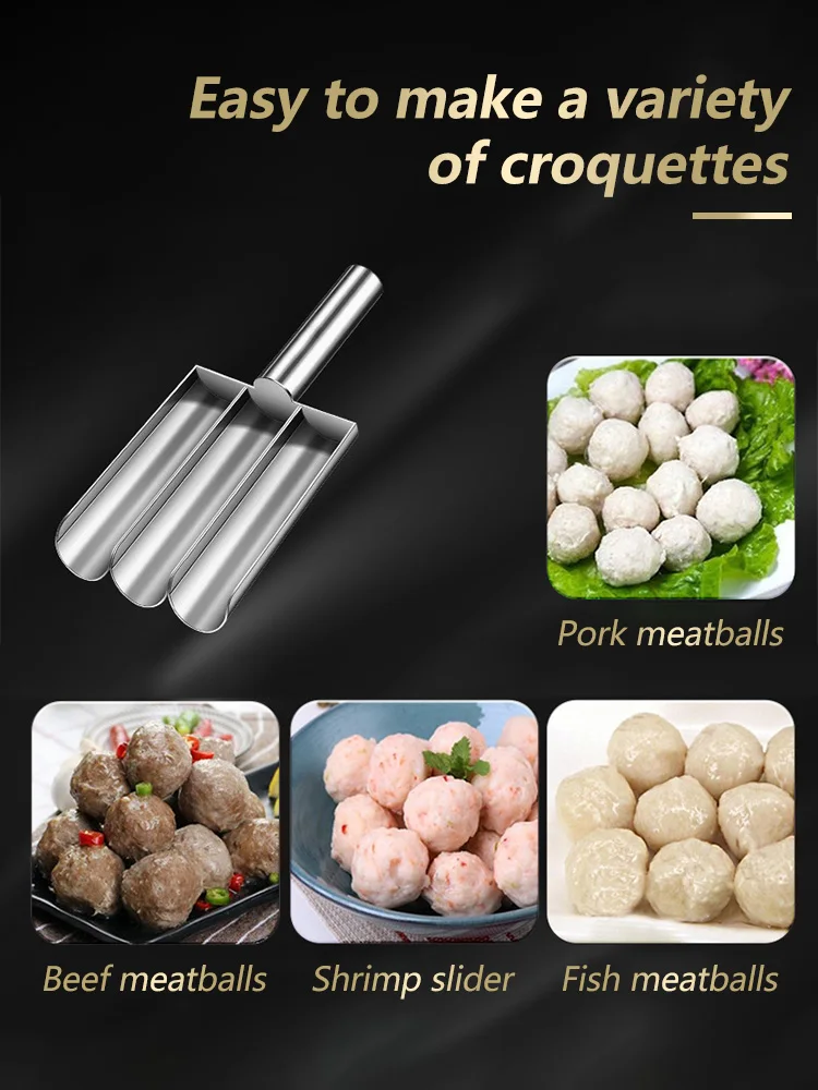 Meat Ball Scoop with Cutting Spade Ball Maker, None-Stick Meatball Maker Creative Kitchen Triple Meatball Maker