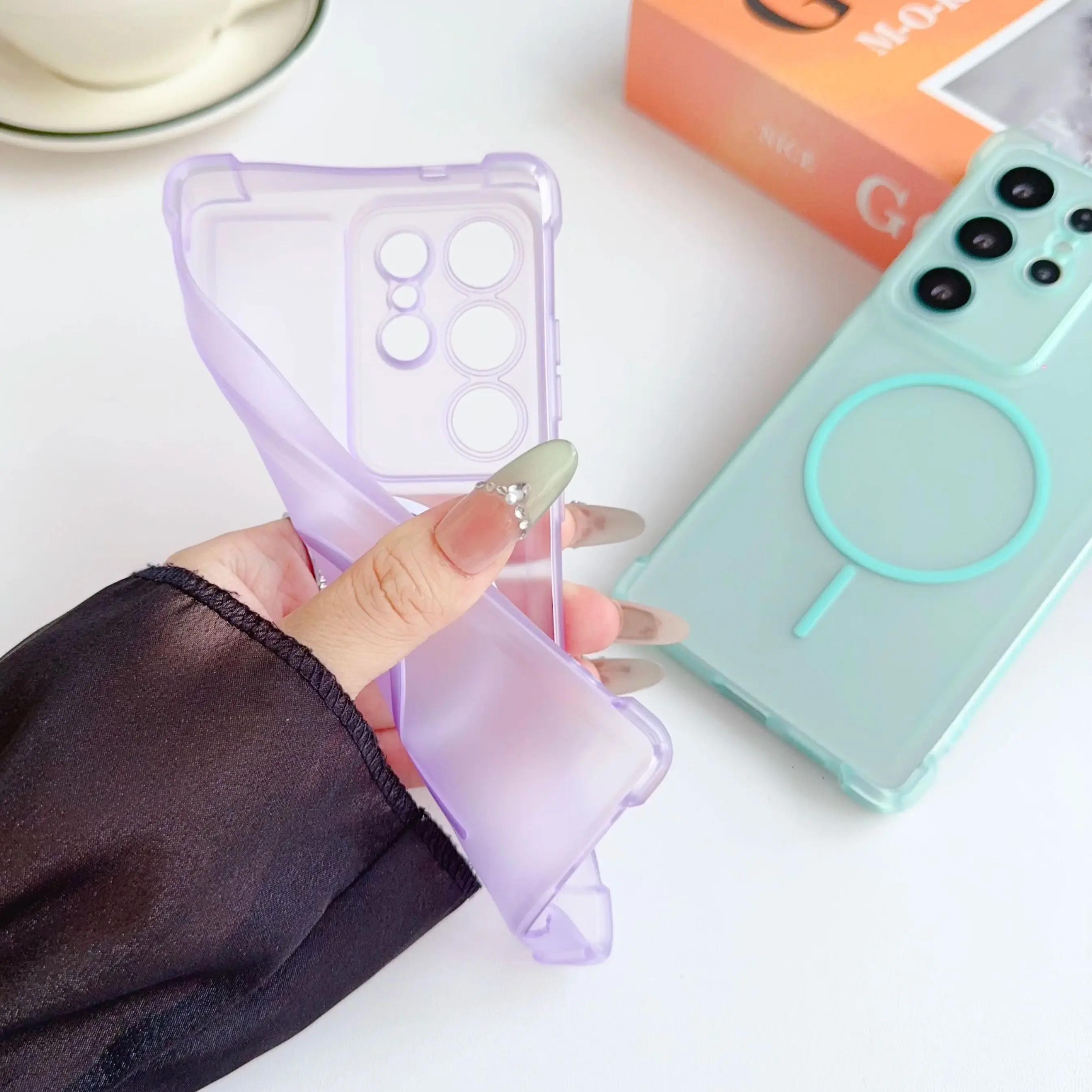 Matte Magnetic Translucent Soft Case with Four-Corner Airbag Protection