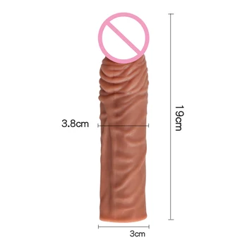 20CM Long Penis Extender Sleeve Soft Silicone Condom Highly Elastic Penis Enlargement Condom Delay Ejaculation Intimate Goods 5