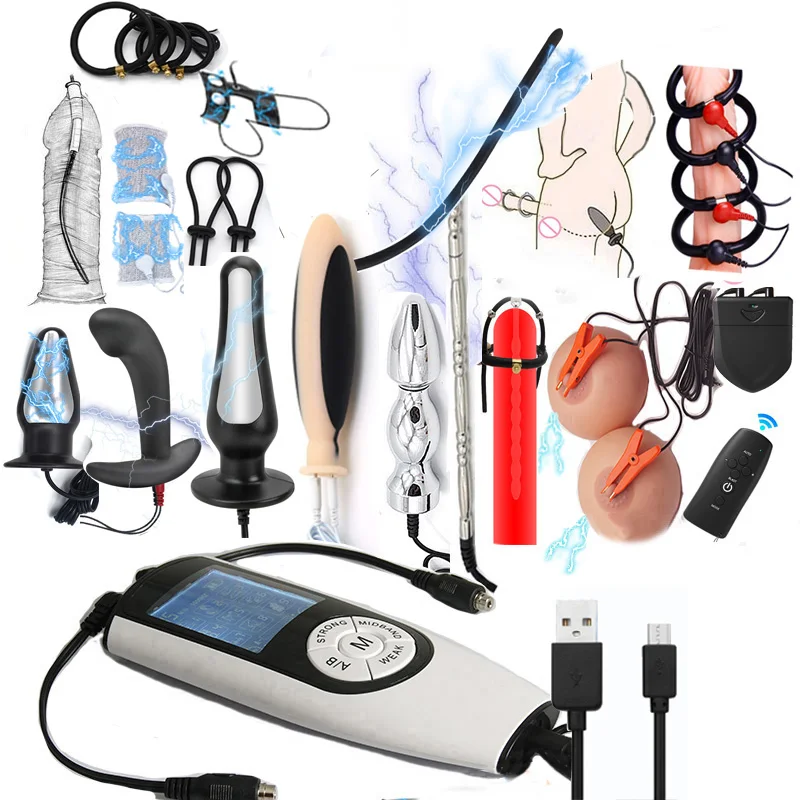 Electric Penis Cock Ring Sex Toy Bdsm Electro Shock Anal Butt Plug Estim Nipple Clamps e stim Urethral Catheter Stimulation electro sex toys electric sex toys