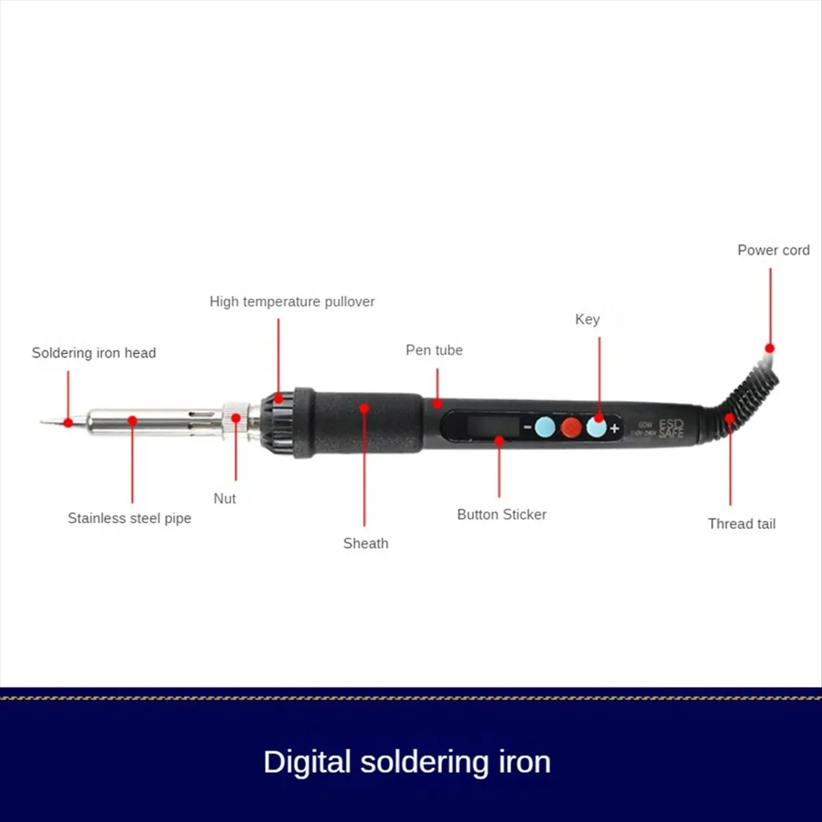 DT60 열 세팅 인서트 납땜 인두팁 M2-M8 황동 핫멜트 인셋 너트 내장 나사 삽입 키트 (3D 프린팅용, EU 플러그)