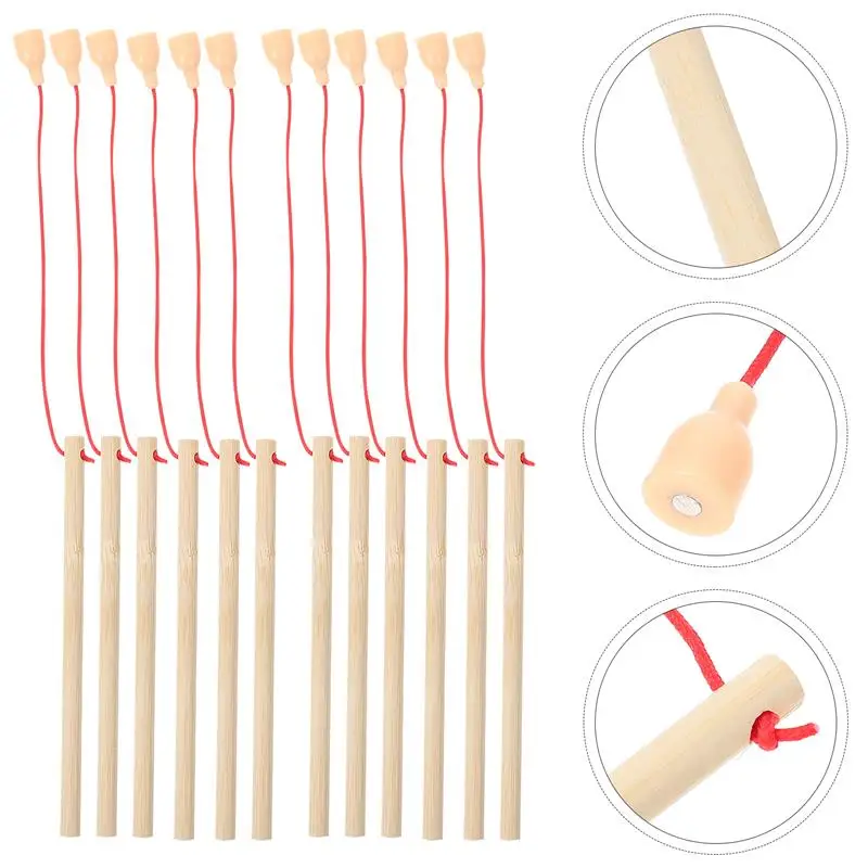 12Pcs/6pcs Wooden Magnetism Fishing Poles Wood Fishing Rod Early Educational toys Kindergarten Kids Puzzle Toys 15cm wooden fishing toys