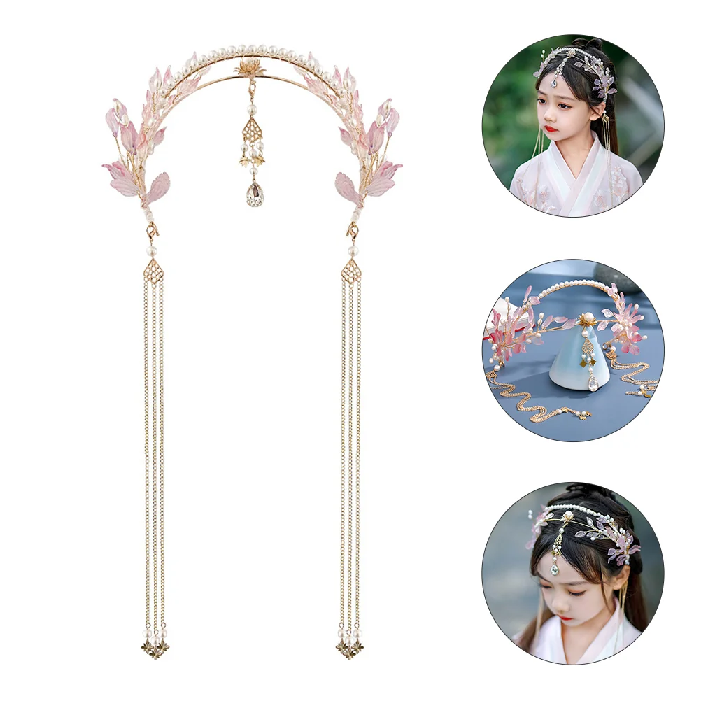 

Ancient Style Hair Crown Headdress Long Tassel Accessory Tiara Vintage Hanfu Headband Alloy Chinese Traditional Miss