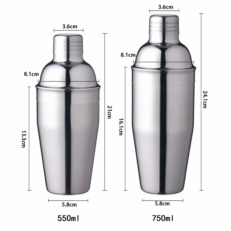 Stainless Steel Cocktail Shaker Cocktail Mixer Wine Martini Drinking Boston Style Shaker Party Bar Tools 1Pcs 250/350/550/750ml cocktail shaker