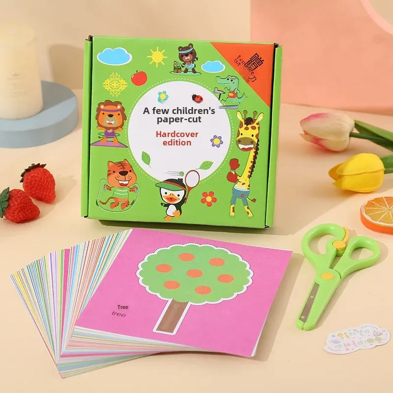Children's Handcraft Paper Cutting Kit Kindergarten 3-6 Years Old Baby Entry DIY Making Material Package Educational Fun Toy