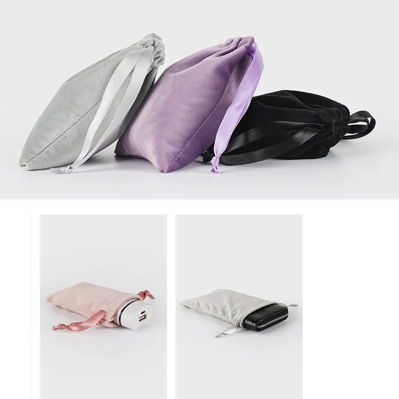 50pcs/lot 6*13cm Drawstring Velvet Pouches Sachet Gift Bags For Jewelry Wedding Things Party Container Storage Wholesale