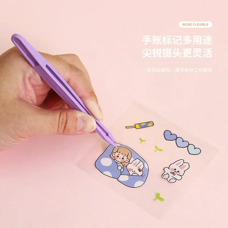 2pcs Manicure Colored Plastic Tweezers Nylon Plus Hard Clip Powder Blue Purple 12CM with Packing Succulent Tools Diy Handmade