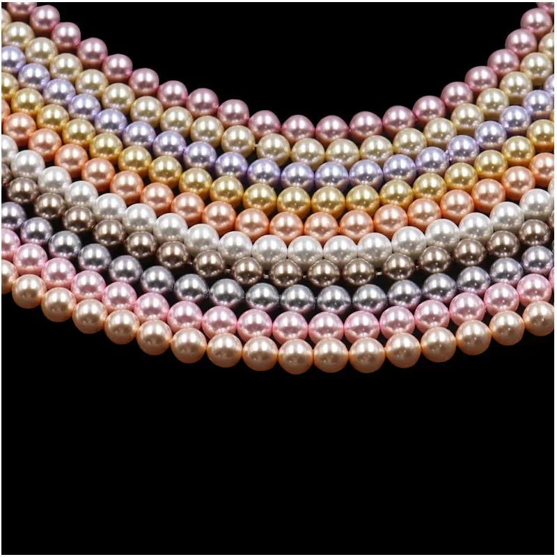 Elegant White & Pink Round Imitation Pearl Beads for DIY Jewelry – 15 Strand