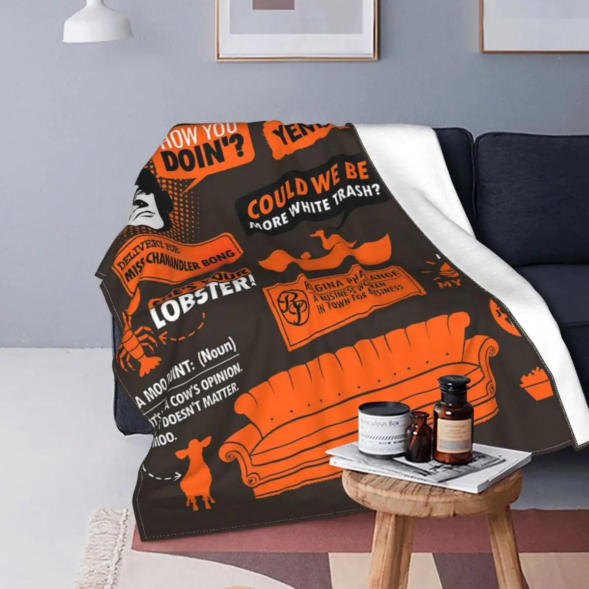 

Friends TV Show Blanket Fleece Decoration Cartoon Central Perk Super Warm Throw Blankets for Bedding Bedroom Rug Piece