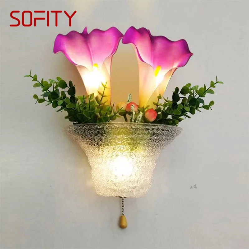 

SOFITY Contemporary Flower wall Lamps Romantic Pastoral Decorative For Living Room Corridor Bed Room Decoration Light