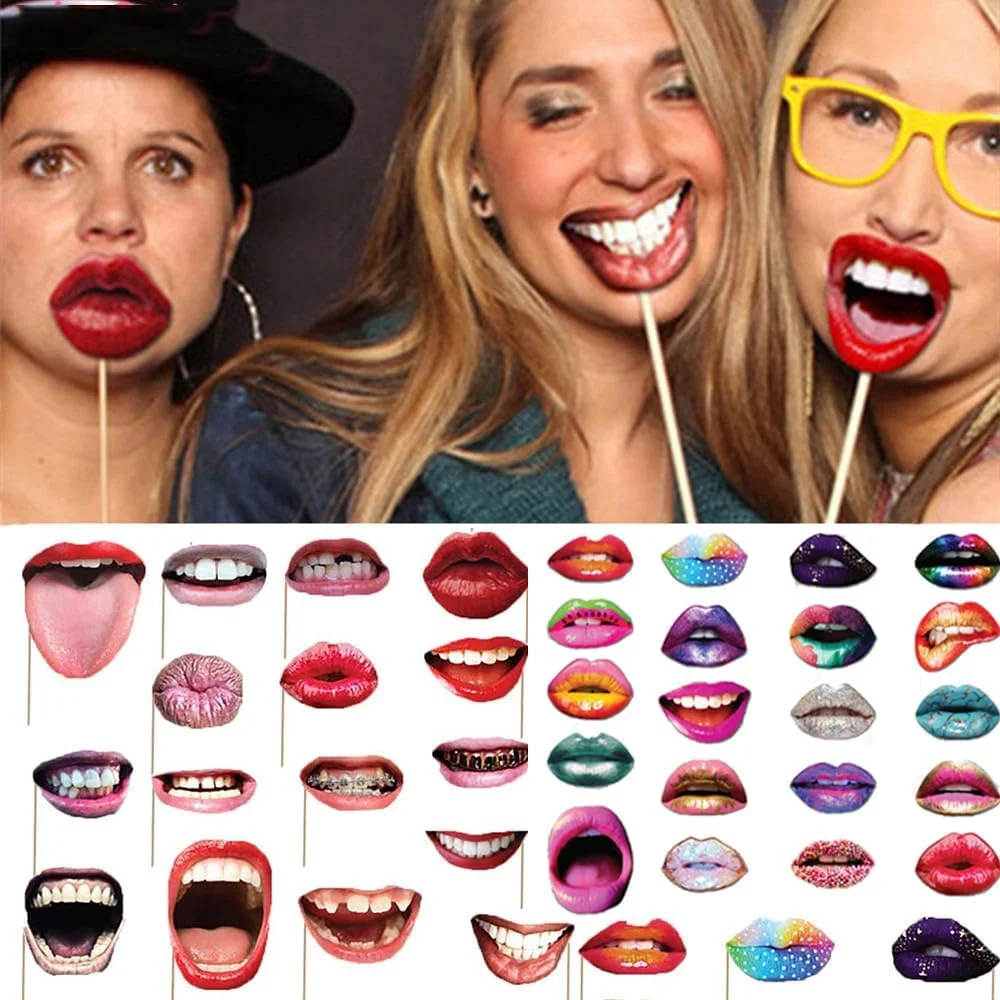 20pcs Funny Lip Mouth Photobooth Props Wedding Decoration Funny Lip Photo Booth Birthday Party Decorations Adult Photo Props