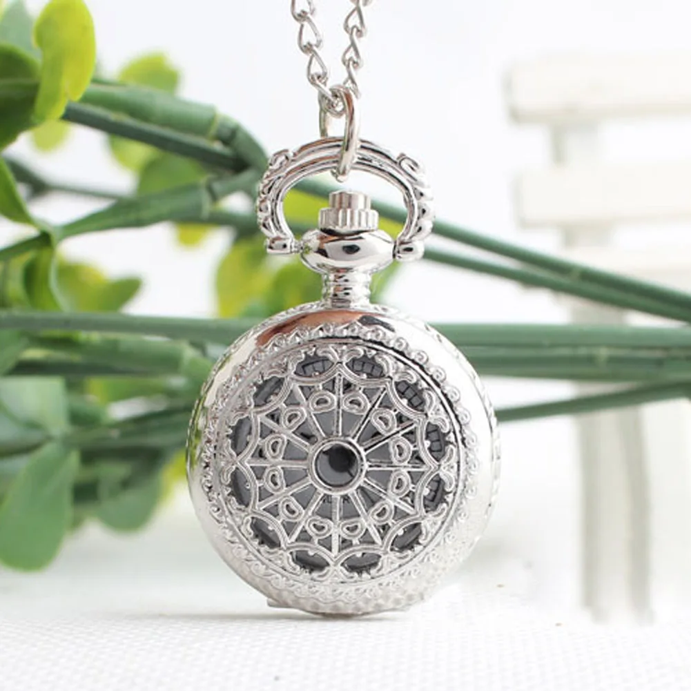 Luxfacigoo Vintage Pocket Small Watch Steampunk Quartz with Chain Hollow Heart thumbnail 4