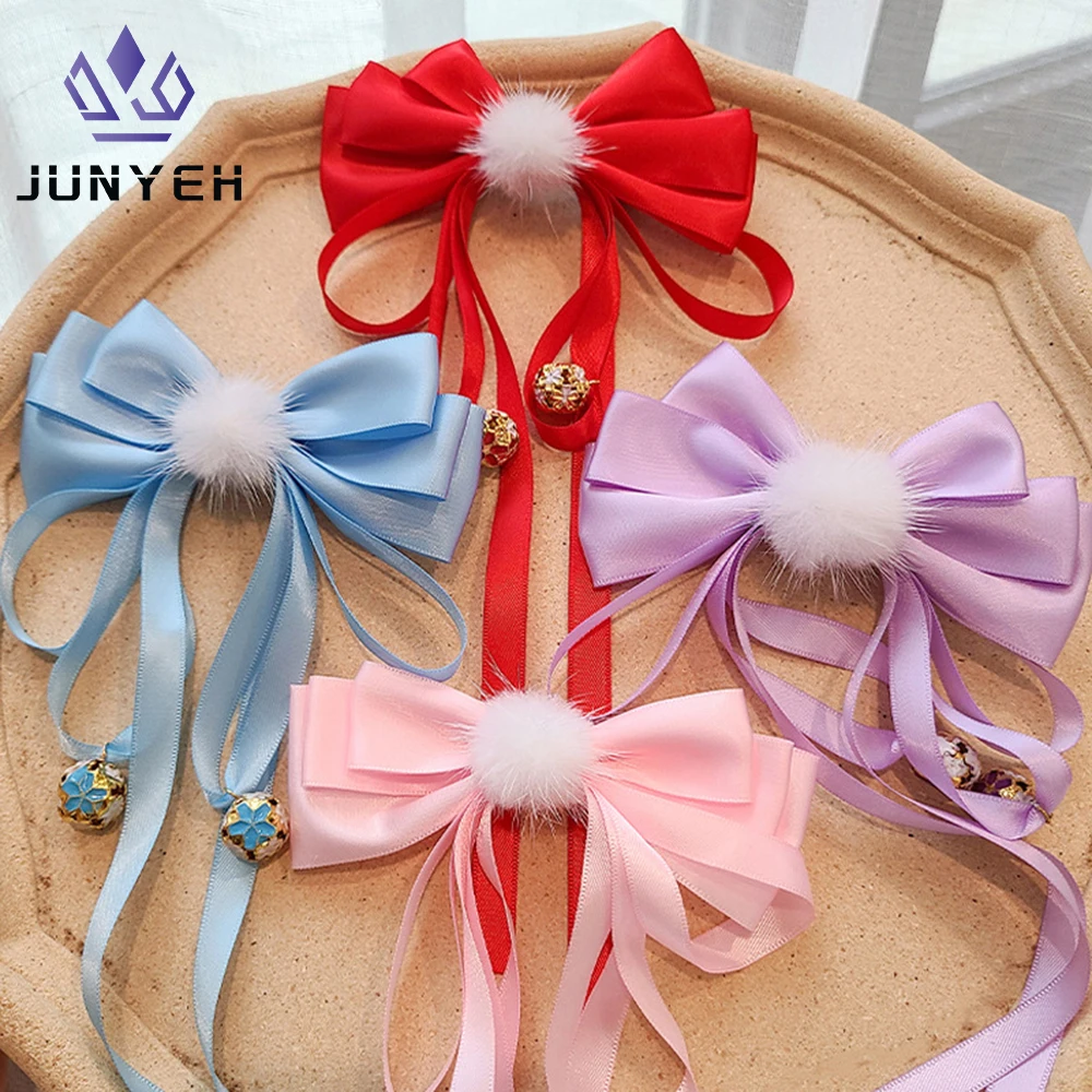 

Hanfu Girls Hair Accessories Bowknot Headwear Plush Hair Grip Kids Chinese New Year Hairpins Bow HairClips