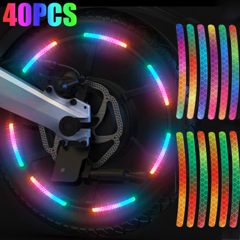 

20pcs Colorful Car Wheel Hub Reflectors Stickers Motorcycle Bike Tire Universal Night Reflective Warning Decals Auto Accessories