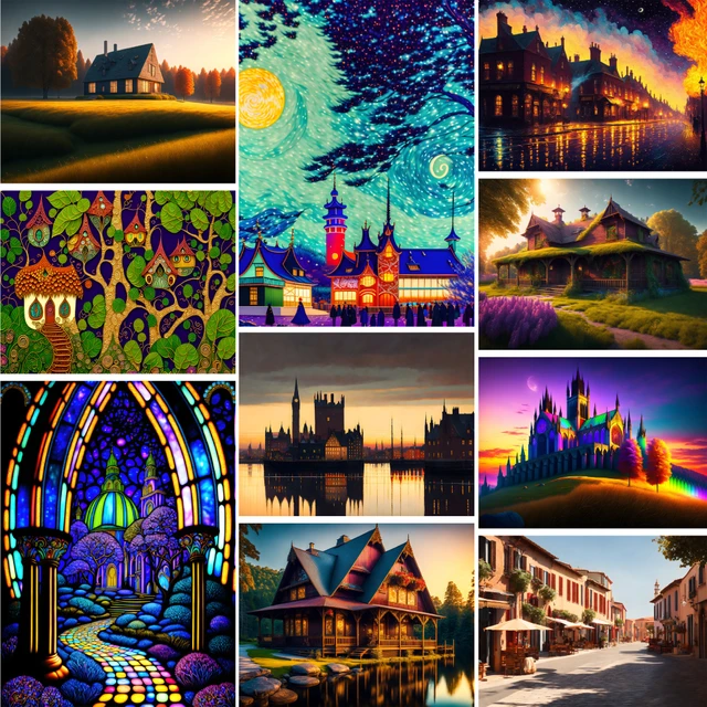 Fantasy Landscape Castle Diamond Painting Stitch Diamond Art Tools