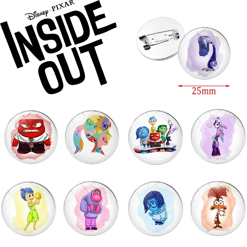

Disney Inside Out Emotional Brooch Creative Alloy Glass Accessories Children's Cartoon Brooch Badge Decoration Holiday Gifts