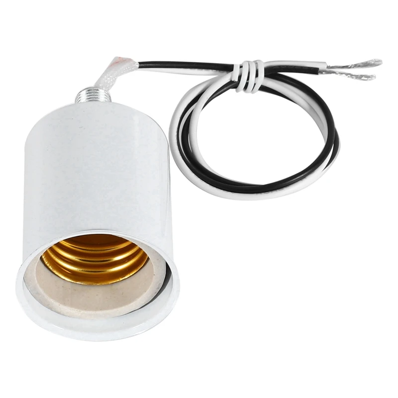 

6X E27 Ceramic Screw Base Round LED Light Bulb Lamp Socket Holder Adapter Metal Lamp Holder With Wire White