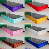 White Pleated Table Skirt Wedding Backdrop Curtains for Table Clothes Table Cover Wedding Stage Table Skirting for Event Party 2