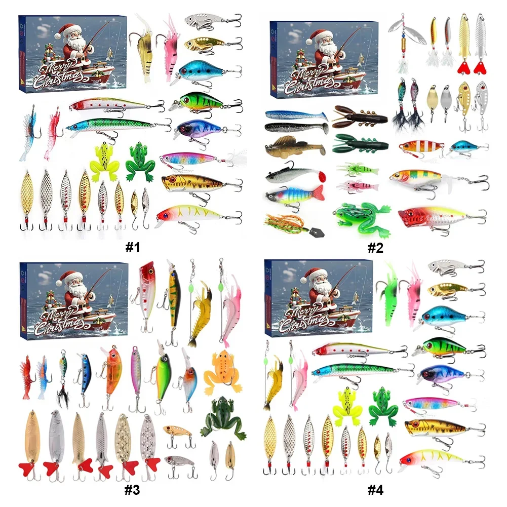 Fishing Advent Calendar 24 Days Fishing Christmas Countdown Lure Advent Calendar for Fisher Anglers Men Teen Boys