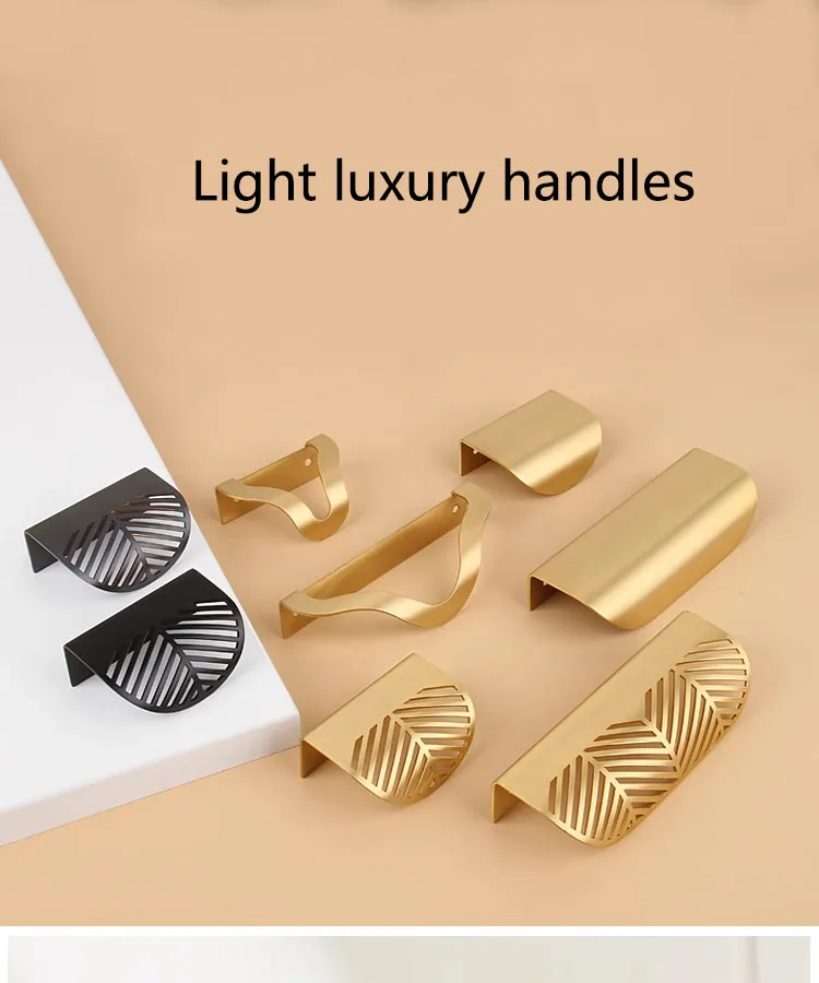 Modern Simple Leaf Shaped Concealed Handle Hidden Pulls Wardrobe Cupboard Wine Cabinet Furniture Drawer Knobs