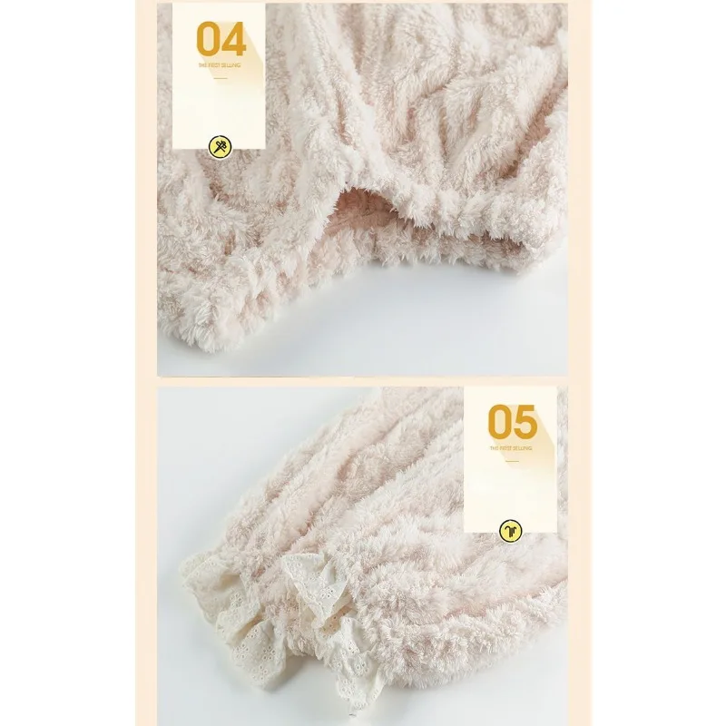 Famale Sleepwear Coral Velvet Pajamas Women Autumn Winter Thick Loungewear Cute Flannel Insulation Large Size Home Clothing Set