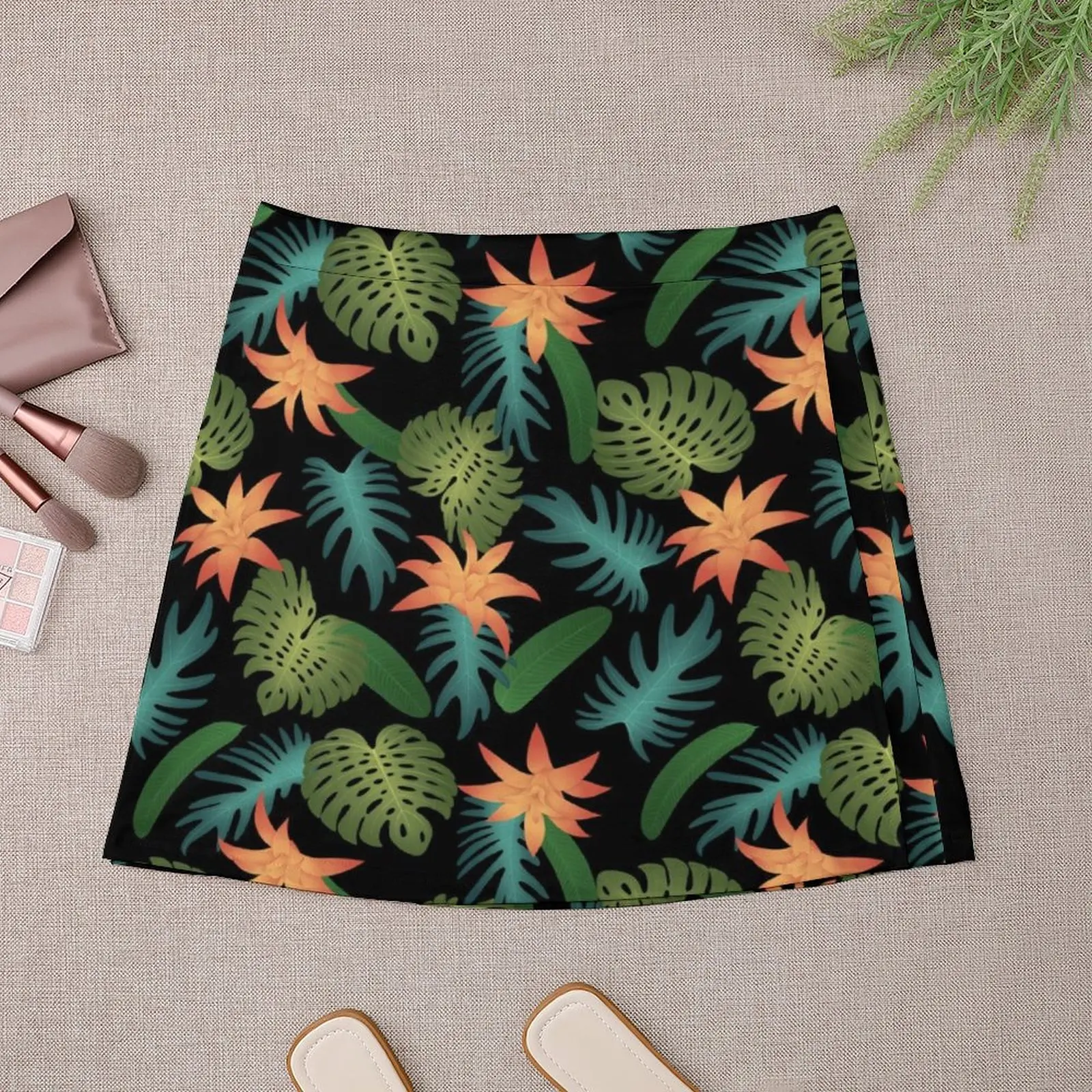 Tropical Pattern (Black Background) Mini Skirt Summer dress Woman skirt Clothes for summer