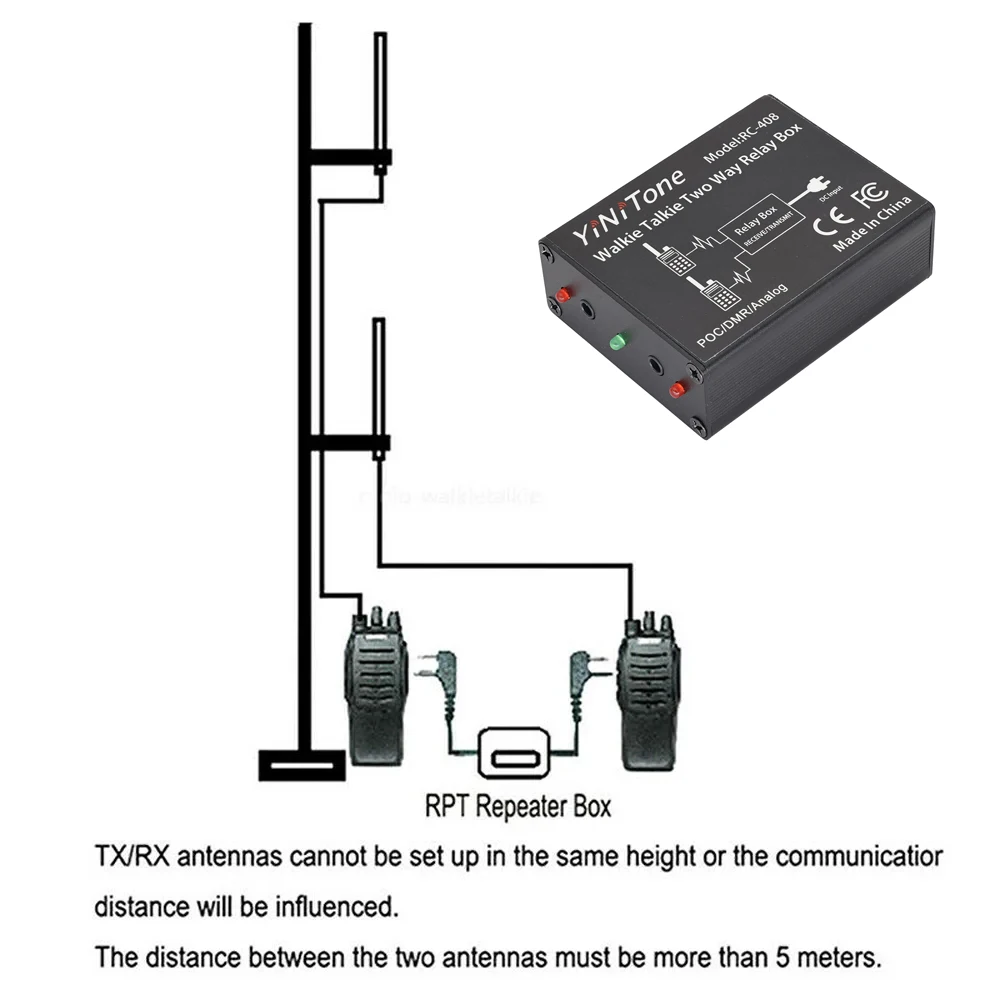 Yinitone RC-408 Baofeng UV-5R, BF-888S, Kenwood, TYT-Easy 플러그 앤 플레이 설치용 K-포트가 있는 양방향 라디오 릴레이 박스