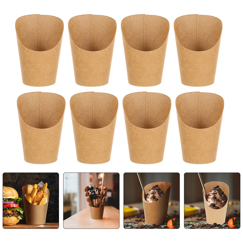 

Kraft Paper Potato Chips Box French Fries Holder Disposable French Fries Cups Egg Puffs Cups Paper Snack Boxes Tableware