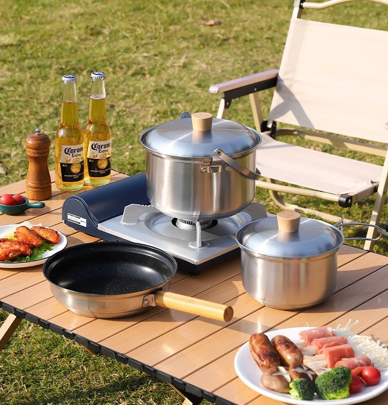 Outdoor Camping Stainless Steel Portable Cookware Set