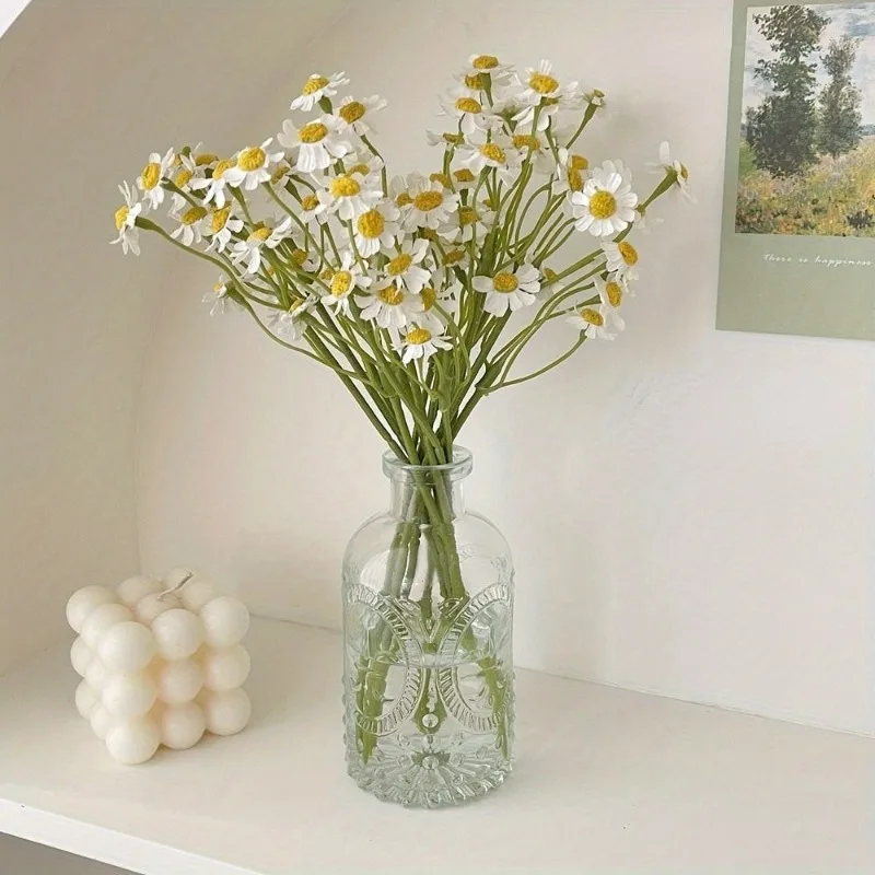 Artificial Chamomile Daisy Flowers Lifelike Plastic Fake Blooms for DIY Crafts Wedding Party Decor Home Garden Room Decoration