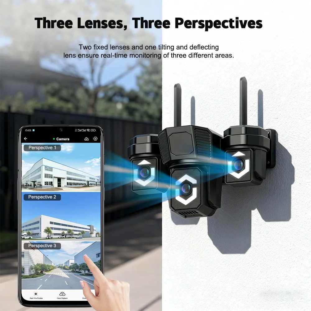 SZSINOCAM WIFI Edition Triple-Lens PTZ Surveillance Camera AI Human Detection IP66 Waterproof Video Security Camera 5