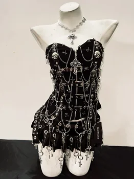 Gothic Chain Corset and Metal Cross Skirt 2
