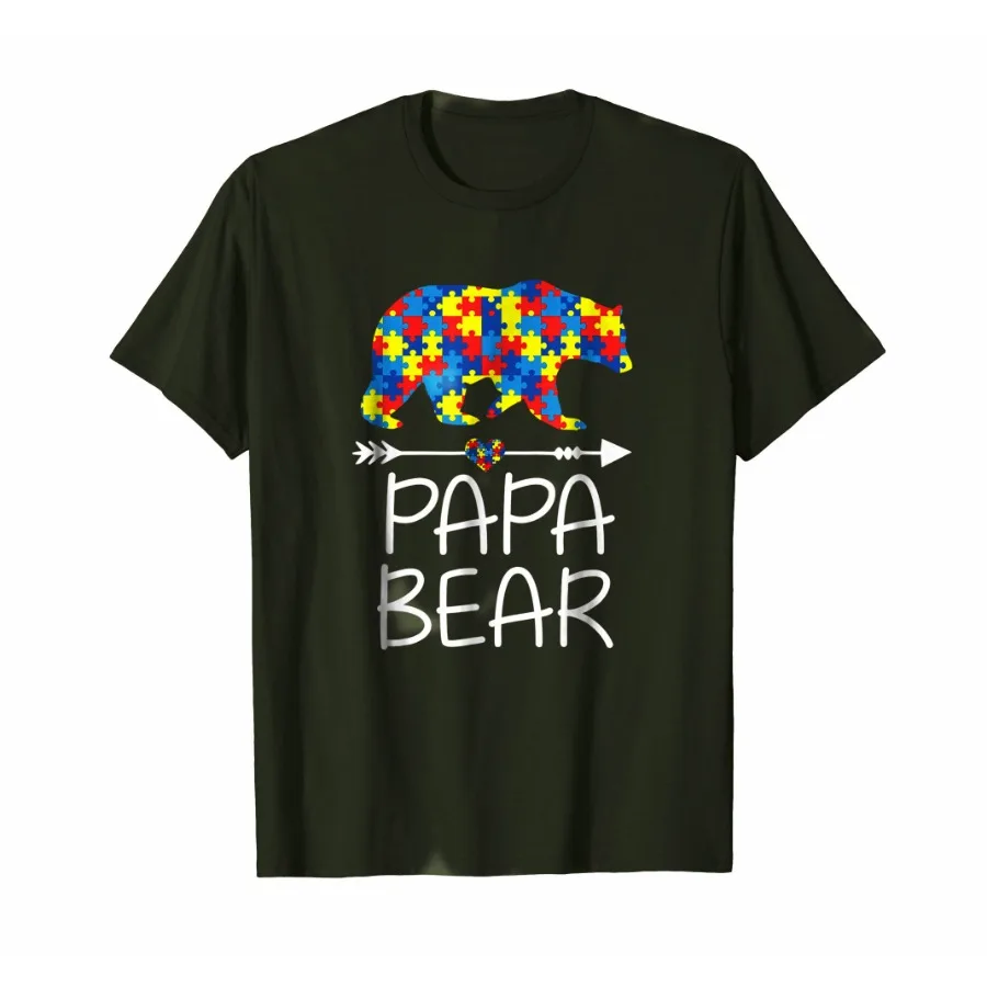 

PaPa Bear Autism Awareness Dad,Daddy Father's Day Gift T-Shirt Summer Cotton Short Sleeve O-Neck Men's T Shirt New S-3XL