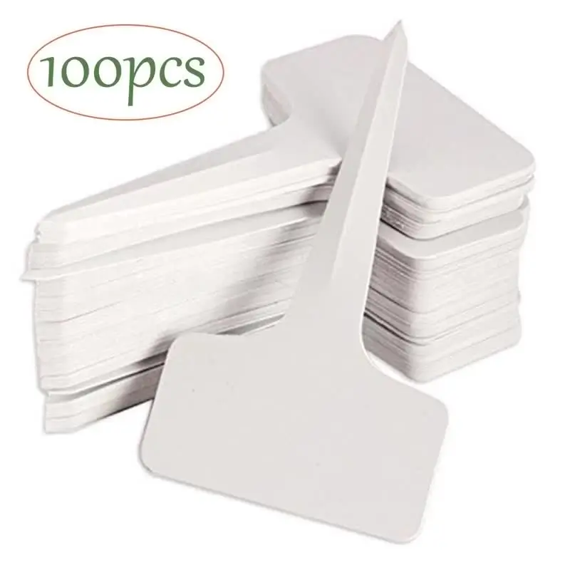 100 Etichette Per Piante In PVC A Forma Di T – 6x10 Cm, Impermeabili, Resistenti UV, Riutilizzabili, Per Vasi, Aiuole E Serre
