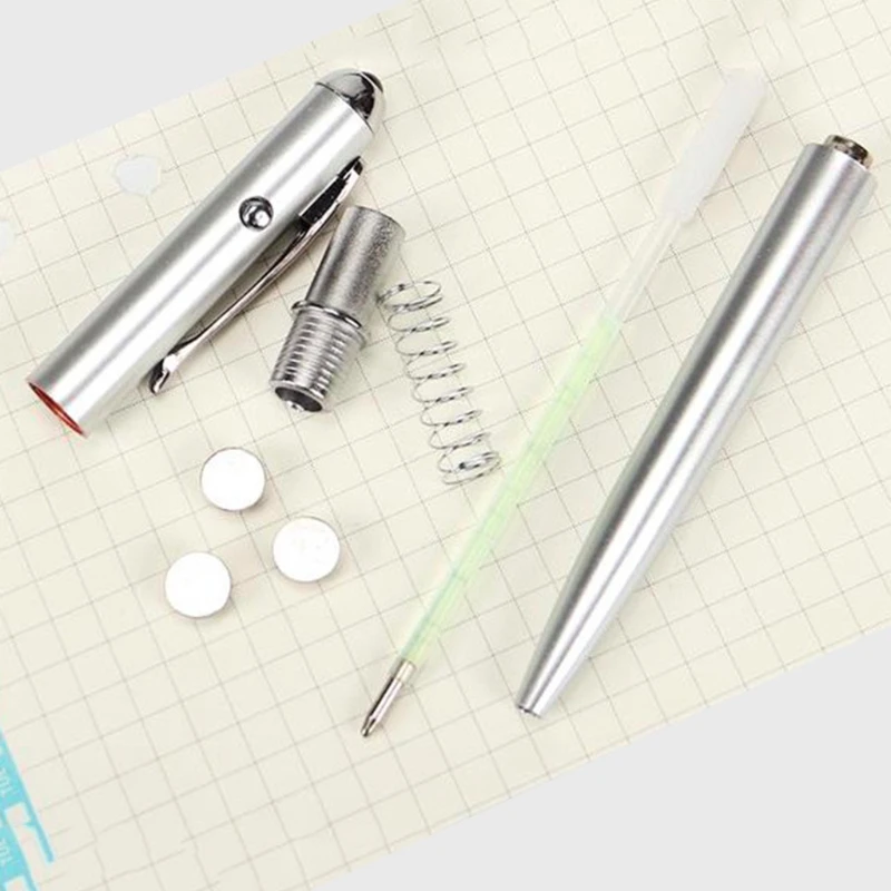 Practical Bills Checker Pen Invisible Ink Pen for W/ UV LED Light Built-in Button Cell for Retail Stores Shops Grocery
