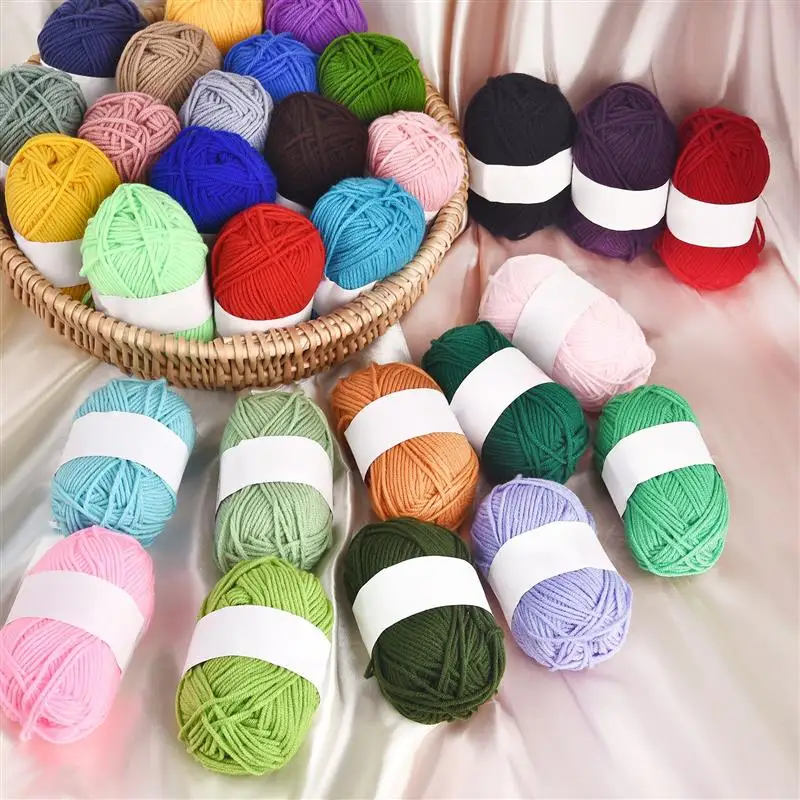 Knitting Yarn Knitting Wool Yarn Cotton Knitting Yarn Crochet Yarn Cotton Yarn Cotton Wool Yarn 25g Soft Milk Cotton Knitting Yarn Anti-Pilling For Crochet Scarf Sweater Hat Doll Craft