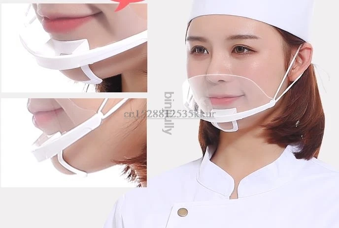100-50 Pieces Of Transparent Mask Catering Special Cook Food Anti-Fog Hotel Plastic Kitchen Restaurant Smile 2