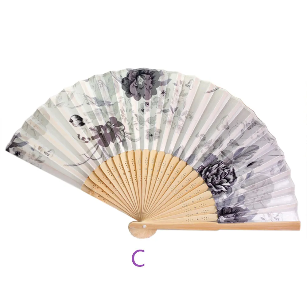 Vintage  Folding Hand Held Flower Fan Chinese Dance Party Pocket Gifts 4