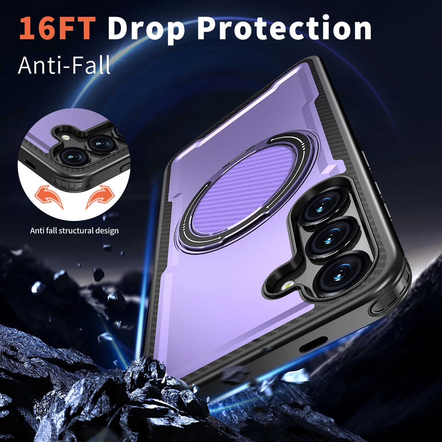 360° Rotating Magnetic TPU Phone Case with Shockproof Kickstand and Slim Design