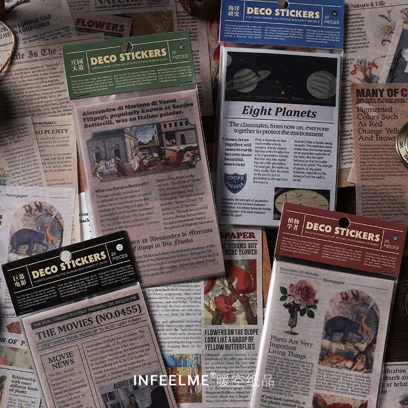 

1set Kawaii Stationery Stickers Vintage newsstand Junk Journal Diary Planner Decorative Mobile Sticker Scrapbooking DIY Craft