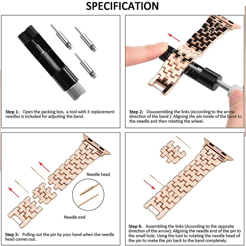 Elegant Diamond Stainless Steel Link Bracelet
