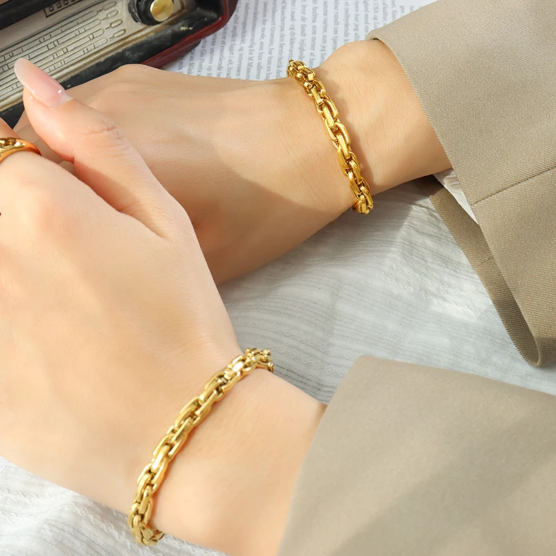 Hip-Hop Fashion Cuban Bracelet Women'S Personalized Thick Chain Stainless Steel Bracelet Fashion Jewelry 2