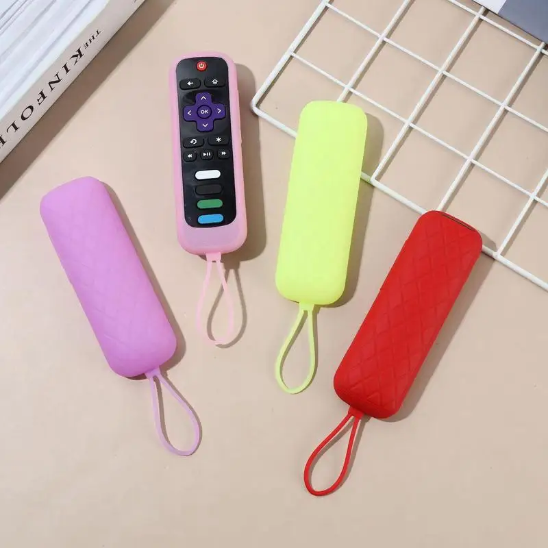 Silicone Remote Control Cover Sleeve for TCL ROKU Remote Glow In The Dark Non-slip Protective Soft Case Dustproof with Lanyard