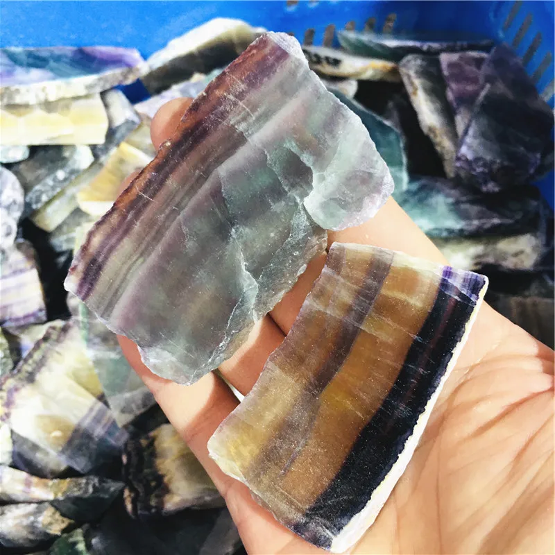 6-8cm Natürlicher Roher Regenbogen-Fluorit, Grober Quarzkristall, Heilender Mineralstein, Aquarium- und Heimdekoration, Edelstein für Energie – Detail 1