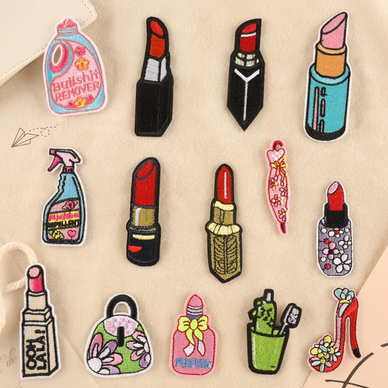 

Wholesale Ironing On Lipstick Patches Sequin Custom Embroidery Woven Chenille Varsity Patches For Bags