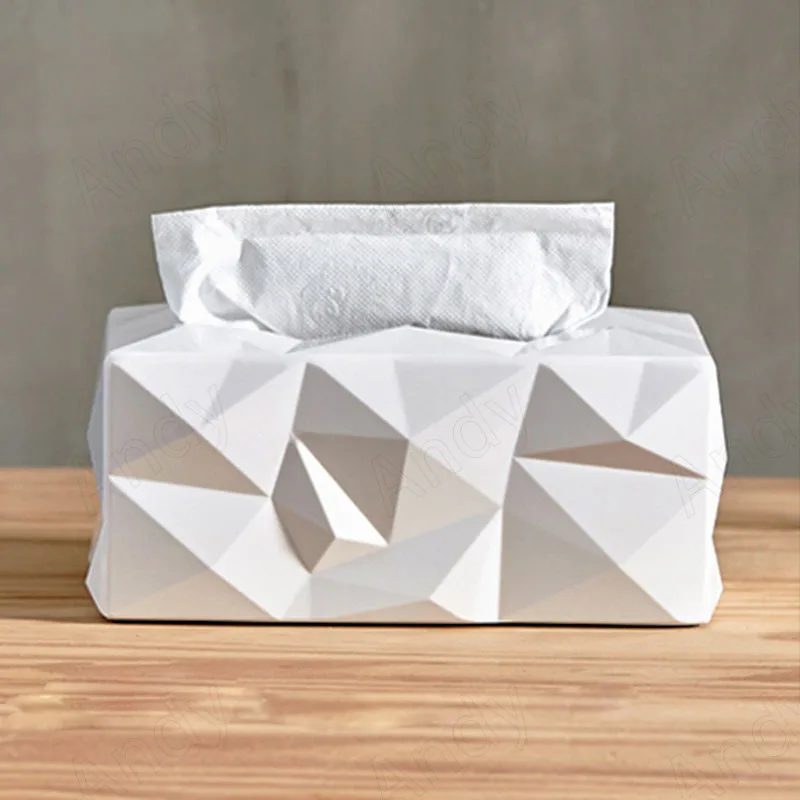 

European Acrylic Tissue Box Creative Geometric Relief Decorative Texture Paper Boxes Western Restaurant Desktop Napkin Organizer